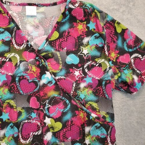 B Scrubs Medical Nursing Top Womens Size 1X Multicolor Pullover Short Sleeve - Picture 3 of 9