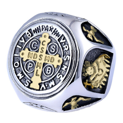 Vintage CSPB Cross God Blessed Ring Stainless Steel Men Women Jewelry Size 7-13
