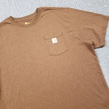 CARHARTT Shirt Mens 2XL Brown Pocket Tee Work Workwear K87 BOO Oiled Walnut