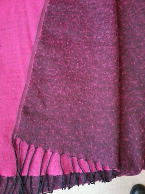 Made in Italy riesige Damen Wollshal Schall reine Wolle Himbeer bordeaux