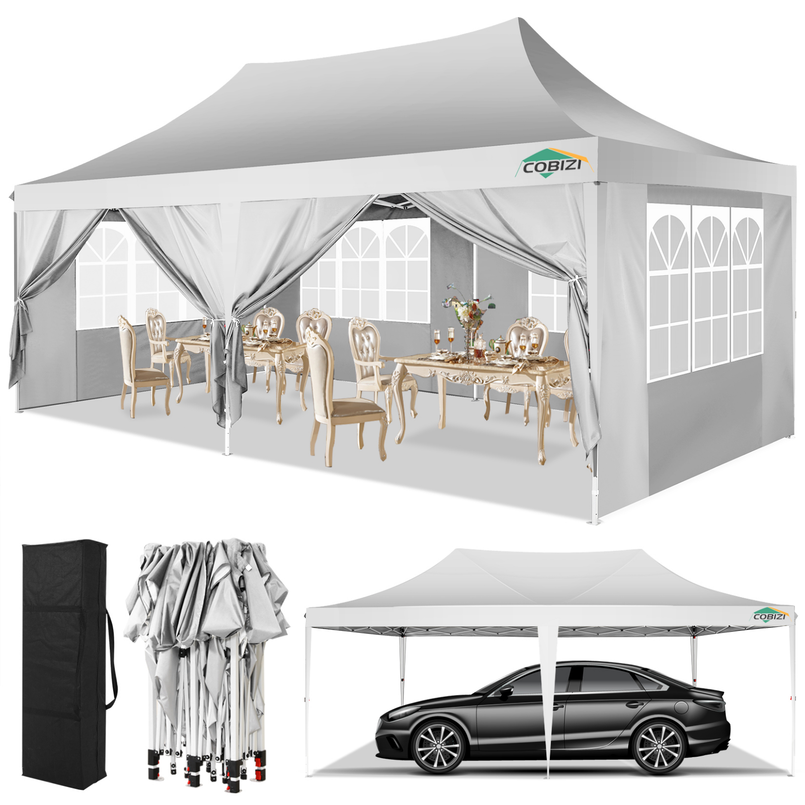 10x20 Pop up Canopy Heavy Duty Party Tent Outdoor Waterproof Commercial Gazebo'