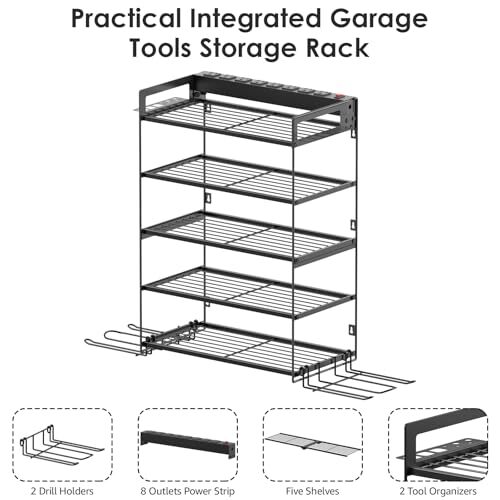 Garage Tools Storage with Charging Station. Power Tool Battery Small 5