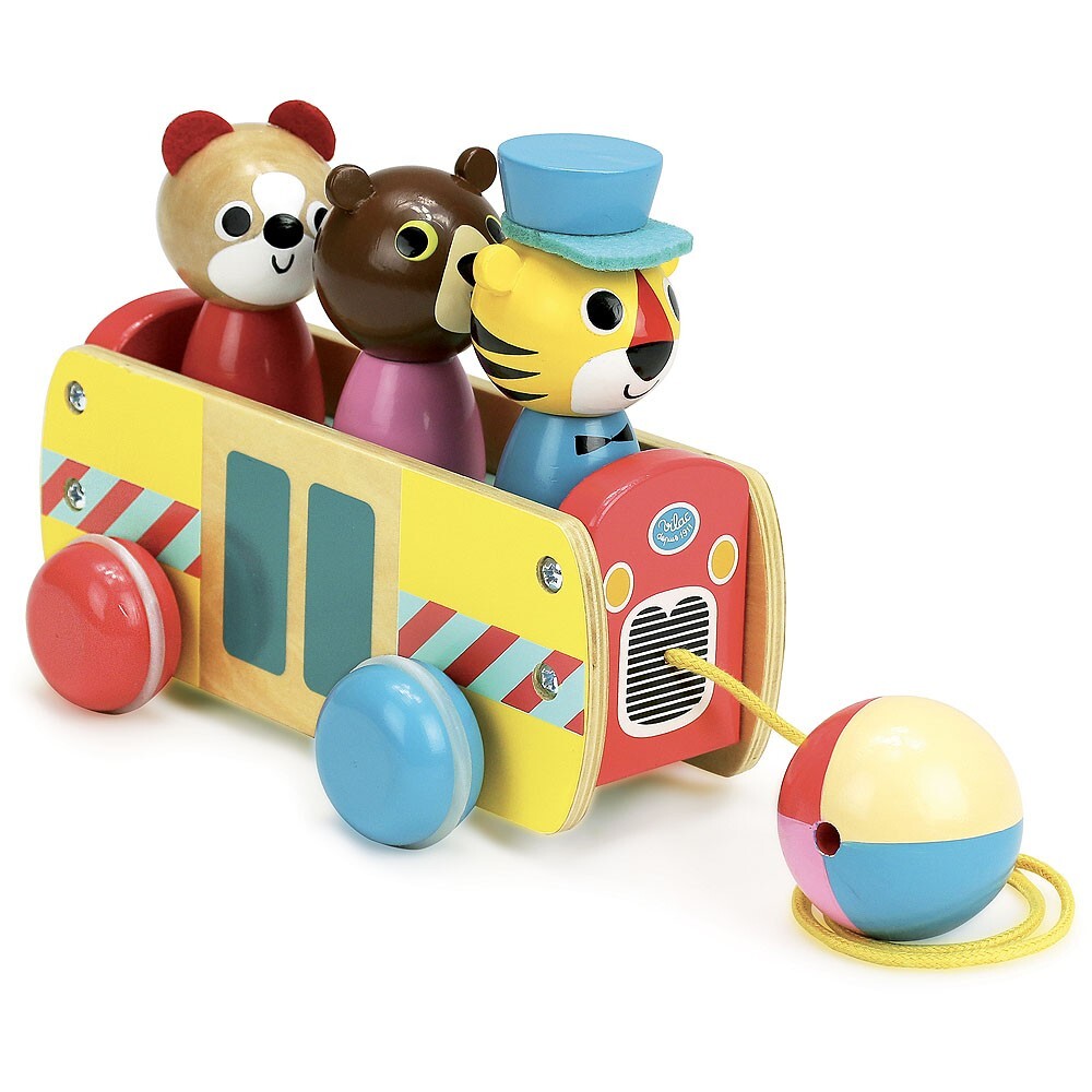 Bus des formes Vilac à traîner pour amuser bébé dans le salon