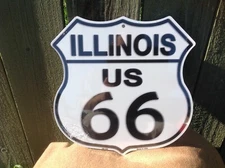 Rt. 66 Illinois White Americas Highway Sign Novelty Metal 12" x 12" Road