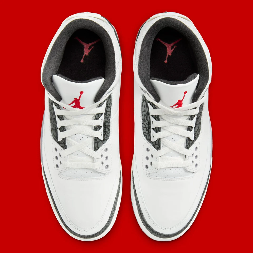 Nike Air Jordan 3 Retro Gris Cemento Summit Blanco Rojo Fuego CT8532-106 Para hombres Foto 4 de 4