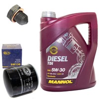MotoröL Set 5W-30 5 Liter + ÖLfilter SM 136 + Schraube FüR Audi 100 Avant VW 2.0