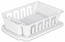 STERILITE 2-Piece Large Sink Set Dish Rack Drainer, White (18 L x 13 3/4" W x...