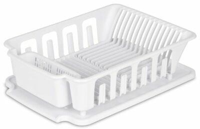 STERILITE 2-Piece Large Sink Set Dish Rack Drainer, White (18 L x 13 3/4'' W x...