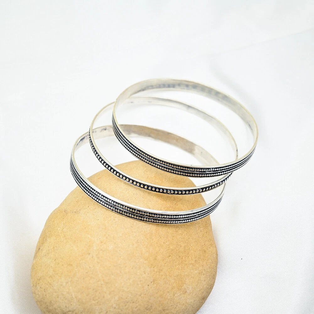 VALENTINO Set 3 bracciali boho in argento sterling 925 massiccio fatti a mano regalo per lei