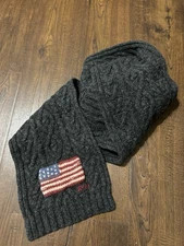 Polo Ralph Lauren Lambs Wool American Flag 67 winter scarf scarve new Cable Kn