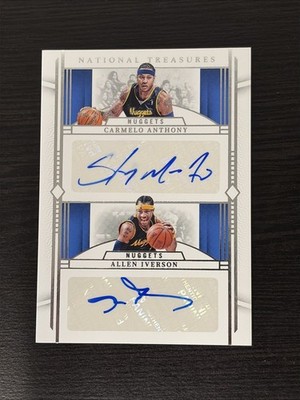 2023-24 Panini National Treasures Carmelo Anthony Allen Iverson Auto Dual #/15