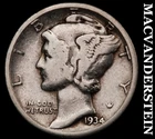 1934 Silver Mercury Dime - Scarce  Better Date  No Reserve  #i84
