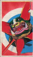 Vintage Japanese Monster Fish Quiz Card Kubo Club Retro Art