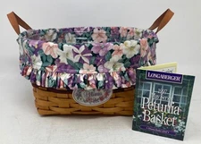 1997 Longaberger May Series Petunia Basket Combo, Protector, Liner, Tie-on