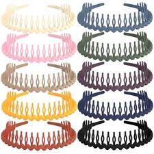 10 PCS Colorful Plastic Teeth Comb Headbands Women NonSlip Zig Zag Hair Bands