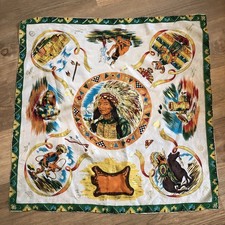 Mid Century Native American Silk Scarf 28  Rain Dance Indigenous Bold Geometric