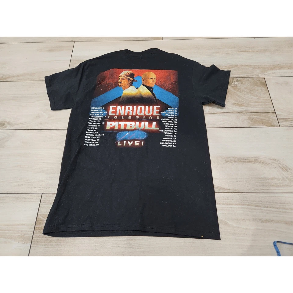 vtg Adult Enrique Iglesias & Pitbull Concert Tour T Shirt Medium Double Sided - Image 3 of 4