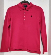 Polo Ralph Lauren Youth Sz L 14-16 Shirt Dark Pink Long Sleeves Logo NWT