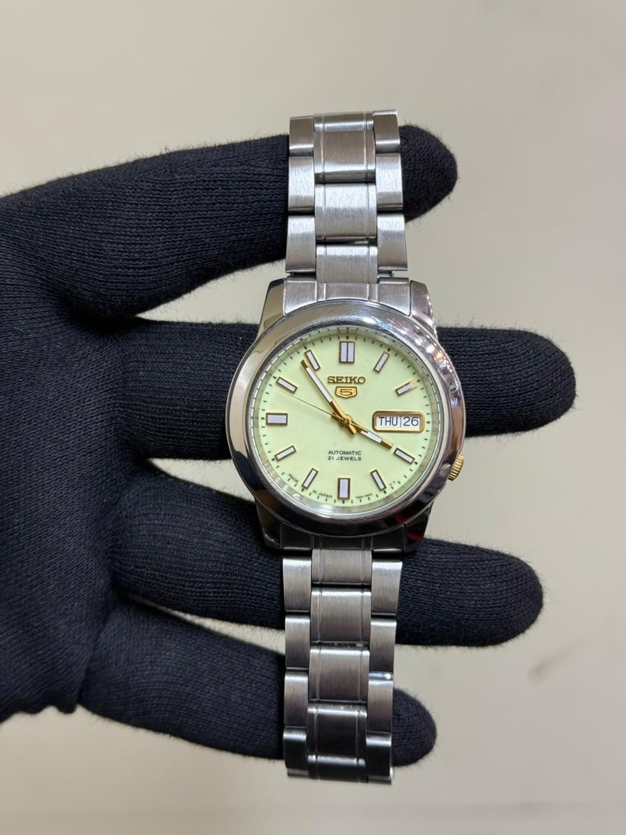 SEIKO 5 7S26-O9C2 GREEN DIAL MENS AUTOMATIC STAINLESS STEEL WATCH