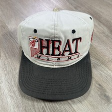 VTG Miami Heat Snapback Hat NBA Basketball Youngan Triangle Beige Black Cap