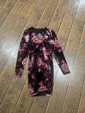 Express Women's Size XS Multicolored Long Sleeves Floral Flare Dress Backless