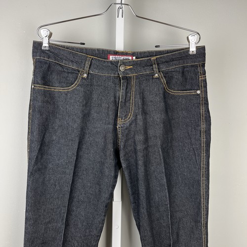 Street Jeans Denim Jeans Womens 12 Black Gold Embroidered Heart Embellished Y2K - Picture 3 of 7