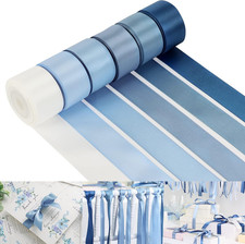 Dusty Blue Ribbon Set Double-Faced Satin Ribbon 1 inch Dusty Blue Wedding Ribbon