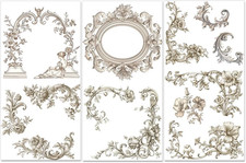 3 Sheets Decorative Floral Pattern Rub on Transfers for Crafts Vintage Flower Bo