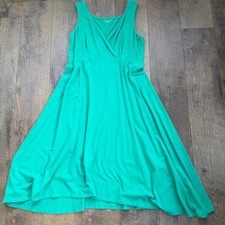 Eileen Fisher Green Jersey Knit Surplice Midi Swing Dress Size Small