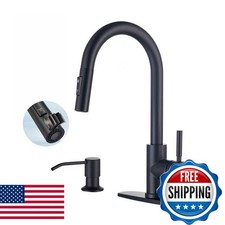 TOYWIA Kitchen Faucet Matte Black Single Handle High Arc Pull Down Sprayer
