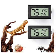 2 PCS Rectangle Reptile Thermometer  Humidity Gauge for Bearded Dragons