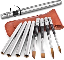 Sable Travel Watercolor Brushes, Fuumuui 4Pcs Kolinsky Sable Watercolor Travel B