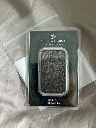 The Royal Mint Loki 1oz Antiqued Silver Minted Bullion Bar Limited 500