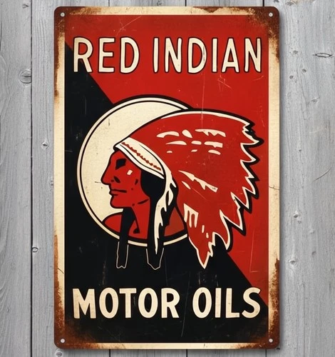 Red Indian Motor Oils 8 x 12 Vintage Novelty Metal Sign Shrink-Wrapped New!