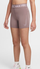 Nike Pro Girls' 3" Bike/Compression Shorts, Mauve/Purple, SMALL