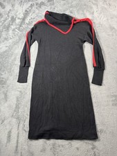 Vintage Oscar De La Renta Sweater Dress Womens Small Black Red Cowl Knit Belt