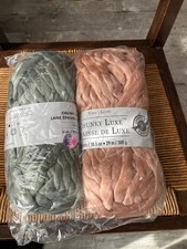 LOT: 2 Loops Threads Chunky Luxe Yarn Dusty Green Pink 32 Yds Weight 7 Jumbo.