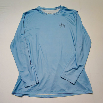 Guy Harvey Men s XL Blue Lightweight Long Sleeve Graphic Fish Crew Neck T-Shirt