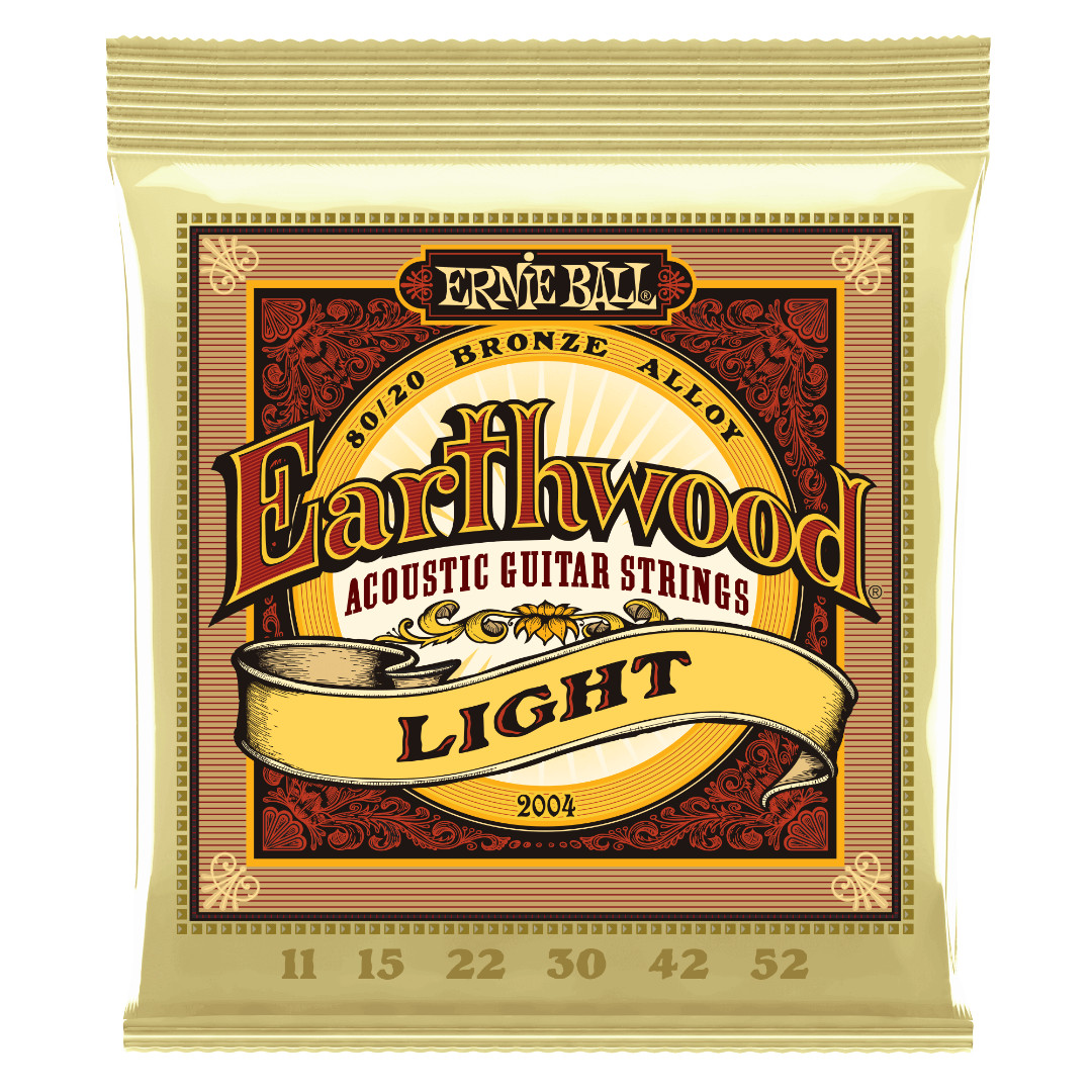 Ernie Ball #2004 Струны для акустической гитары Earthwood Light 80/20 бронзовые .011-.052