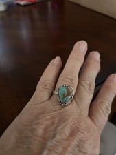 Sterling Silver Kingman Turquoise Gemstone Ring, Adjustable, New In Package.