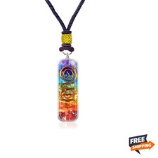 Handmade Seven Chakra Pendant with Adjustable Cord - Orgone Healing Stone Nec...