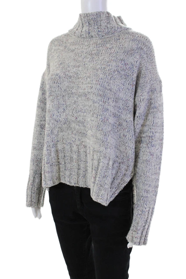 Женский вязаный свитер Michael Stars хлопок высокий вырез с длинным рукавом серый размер M - Изображение 2 из 4