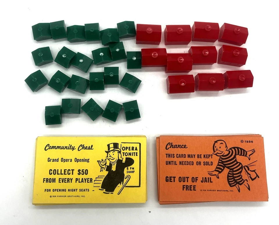 1961 Монополия Шанс Сообщество Шахматные Карты Дома Отели Запчасти - Изображение 4 из 4