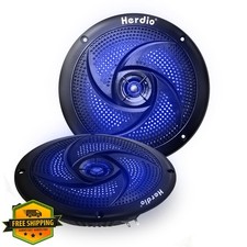 Herdio 6.5" 240W Marine Speakers - Waterproof LED Boat RV Pair Black