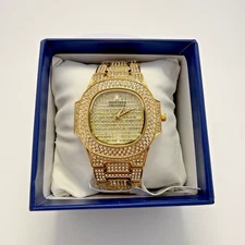 Montres Prestige Vesper by Invicta Men's Watch- 42mm, Gold, Iced Out! (MPW-0132)