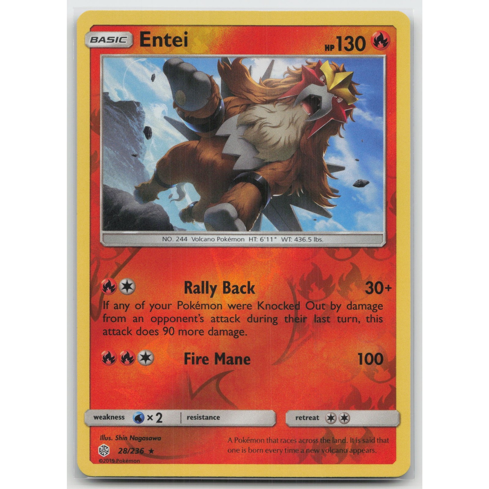 Entei Reverse Holo SM - Cosmic Eclipse 28/236 R NM Pokemon