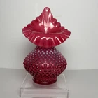 Fenton Hobnail Vase Jack in the Pulpit Cranberry Opalescent Red 8.5in