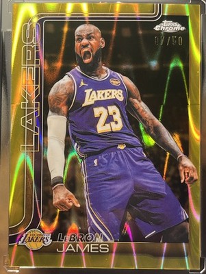 👑 Topps Chrome 25-26 LeBron James Los Angeles Lakers #1 Gold RayWave /50 NBA 🥇