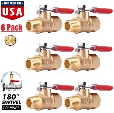 6PCS 1/4'' Male Female NPT Brass Ball Valve Water Air Tank Drain Shut Off USA