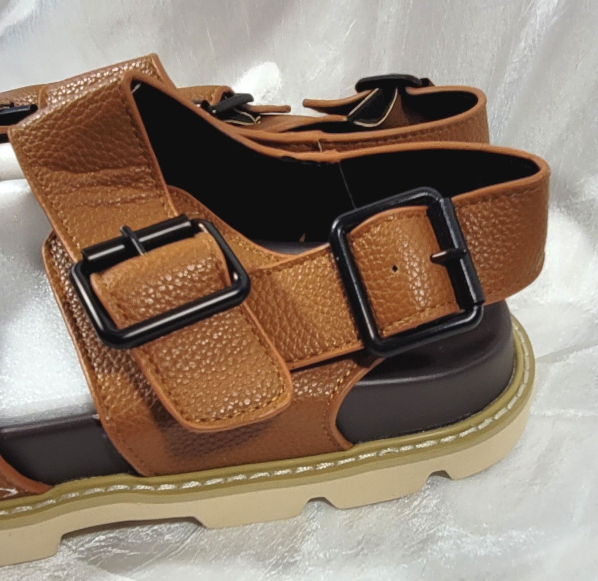 Zara Men\'s Double Strap Buckle Strappy Leather Sandals - Cognac Brown Sz 41 (8) Zara Men main image 2
